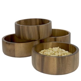 Woodard & Charles Acacia Wood Individual Salad Serving Bowls/Snack Serving Bowls, 6.5" x 2.5", Set of 4