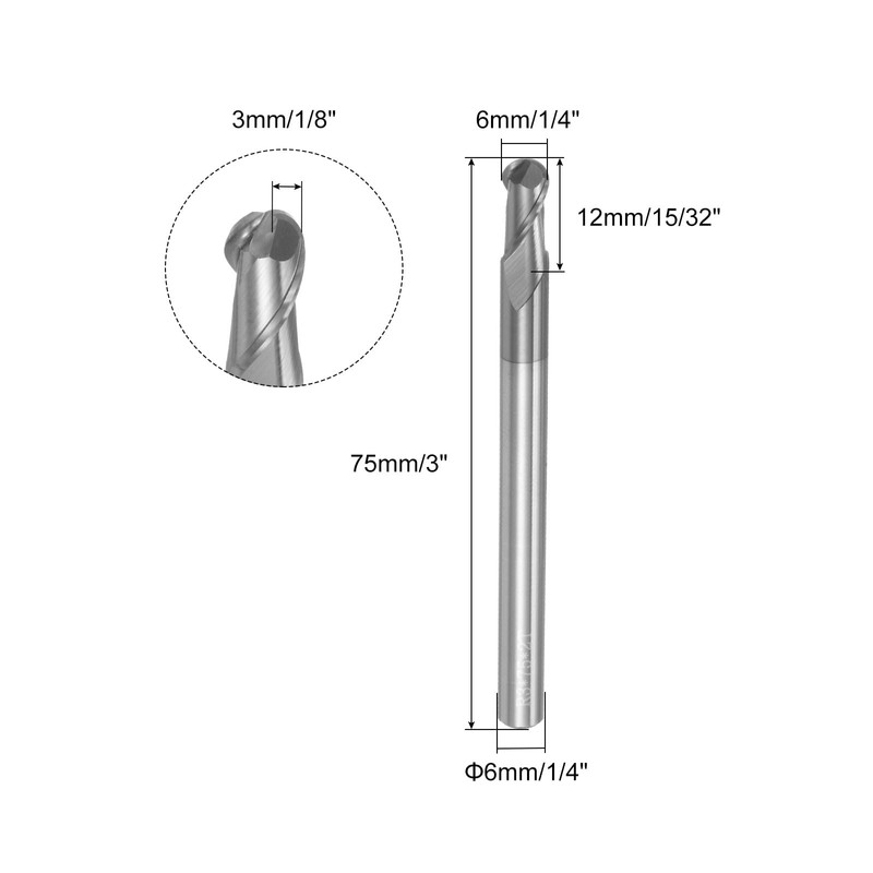 sourcing map 2pcs Ball Nose End Mills CNC Router Bits,
