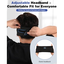 Adjustable Sleeping Headphones, 2-Pack Headband Headphones with Fastener, Bluetooth Headband with Thin Speakers Mic for Men Women, Yoga, Running, Workout, Travel - Black&Gray