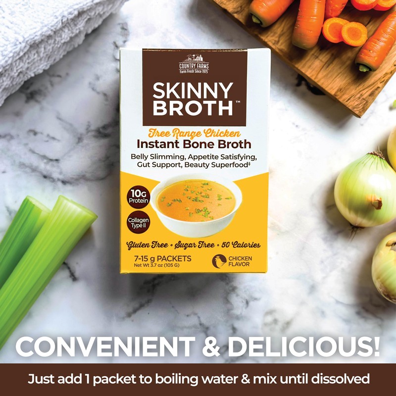 COUNTRY FARMS Skinny Broth 7-Day Plan, Instant Chicken Bone Broth,