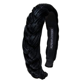 Alpenflüstern Costume Headband Velvet Braided Look – Women's Hair Accessories Non-Slip Headband Braided for Dirndl (Black) ADV132