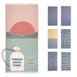 Turkish Beach Towel - Large 36 x 71 | Quick Dry Beach Towel is Essential for Enjoying A Day at The Beach | Sand Free Beach Towels for Clean and Comfortable Experience (Seascape, Large)