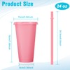 PLMMOUT 15 Pack Plastic Tumblers with Lids and Straws, 24