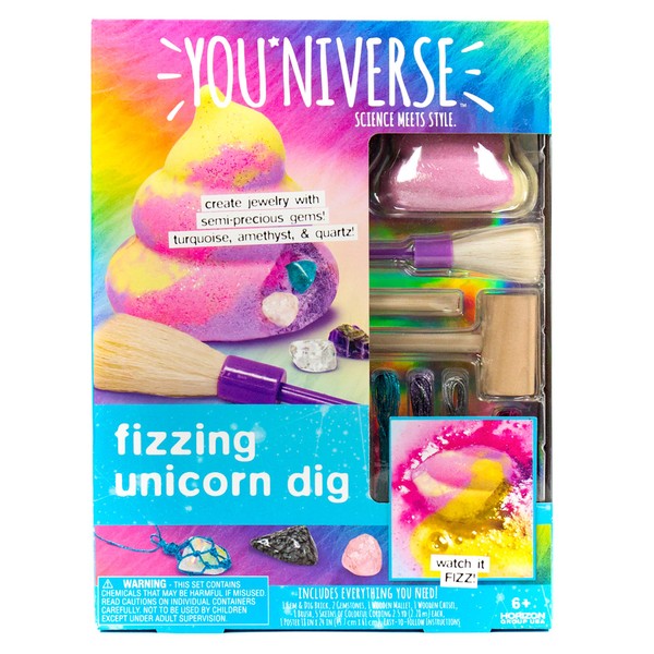 Just My Style You*niverse Fizzing Unicorn Dig – Gemstone Excavation Kit – Dig for Gemstones – DIY Gemstone Jewelry Activity Set for Kids Age 6 and Up