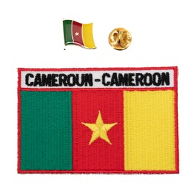 Parche bordado de la bandera de Camerún con pin de emblema de país africano, 2 unidades, bandera de Camerún