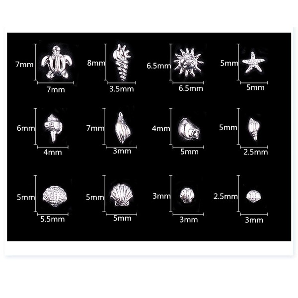 Kingsie Set of 2 Studs Silver Gold Nail Parts Shell