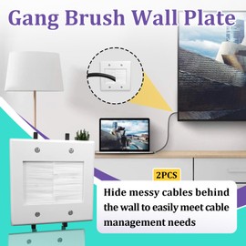 2PCS 2 Gang Brush Wall Plate for Coaxial Cable, HDMI, Ethernet Cables