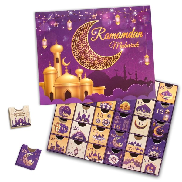 Calendario de Adviento de Ramadán con cajones 2024, 30 cajas