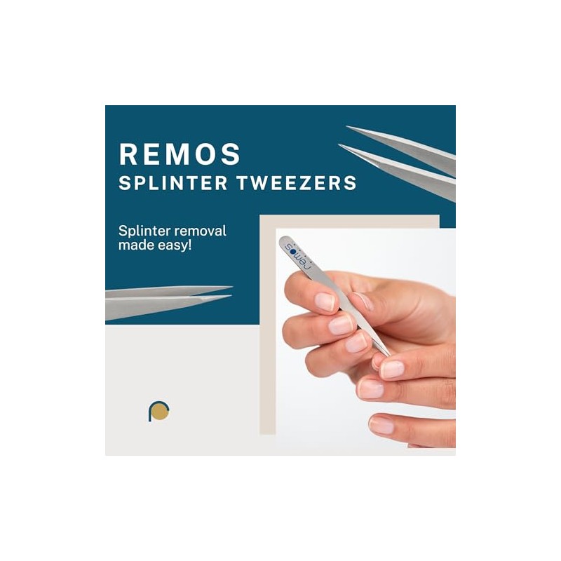REMOS Splinter Tweezers with Extra fine tip Stainless Steel 9.5