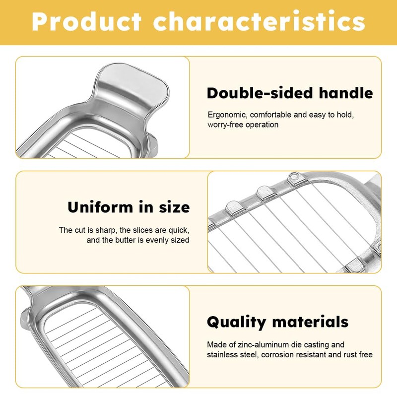 Butter Slicer Cutter,Stainless Steel Wire Butter Slicer,Cooking Baking Cheese Slicer,Double-sided