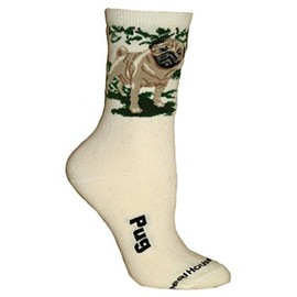 Fawn Pug Natural Color Large Cotton Socks
