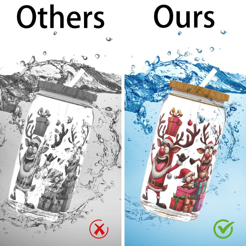 24PCS Christmas Deer UV DTF Cup Wrap Stickers