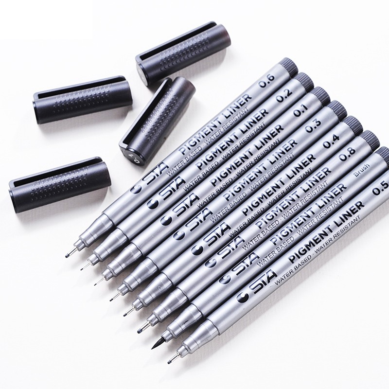 9Pcs Hand Painted Pens Waterproof Micro Line Pens Illustration Drawing