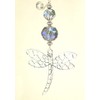 Large Silvery Metal Dragonfly and Faceted Pale Purple-Blue Glass Ceiling