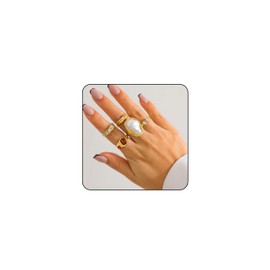 PINCHUAN Elegant Gold Rings for Women Stackable & Knuckle Gold Rings Hypoallergenic Gold Plated Adjustable Midi Rings Elegant Dainty Rings Jewelry for Women-gold/5pcs