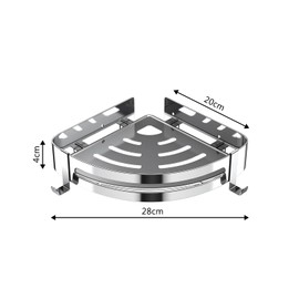 Misounda Shower Shelf No Drilling, Shower Shelf Corner Shelf Stainless Steel Triangle Shower Basket with 2 Hooks, Bathroom Organiser Shower Shelf for Bathroom Kitchen Bathroom Accessories