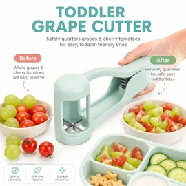 Grape Cutter for Toddler Snack Prep – Stainless Steel Quartering Tool for Grapes & Cherry Tomatoes
