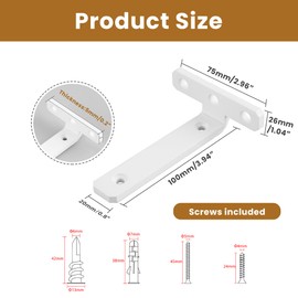 Mooche 4Pcs White Shelf Brackets, Wall Floating Shelf Brackets, Heavy-Duty Metal L-Shaped Shelf Bracket, 120MM*75MM for Shelves Support Wall Hanging Supporting Suspended Items