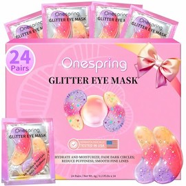 Onespring Mascarillas Para Ojos(24 Pares)- Regalo Para Ella - Parches Para Ojeras, Bolsas Y Arrugas. Calmante E Hidratante. Almohadillas De Gel Para  