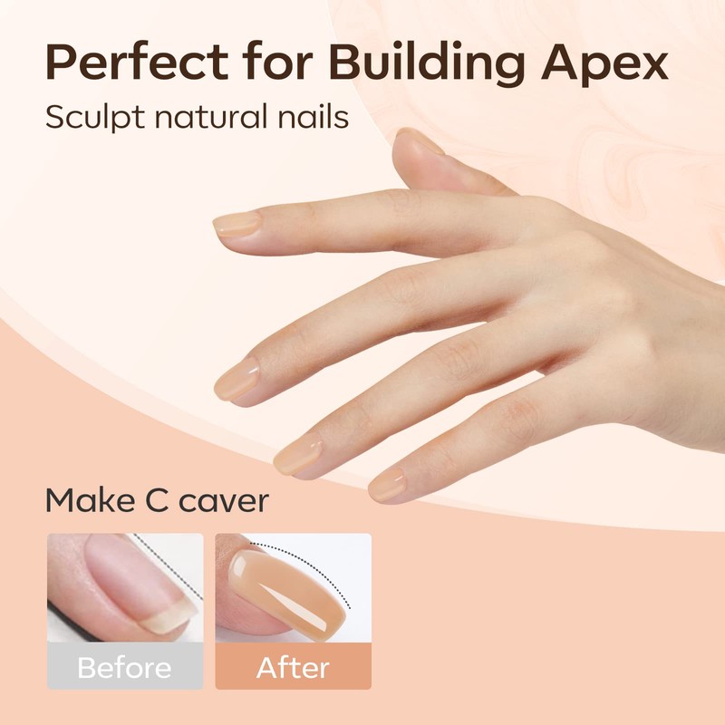 Modelones 8-in-ONE Nail Builder Gel, 6 Colors White Brown Builder