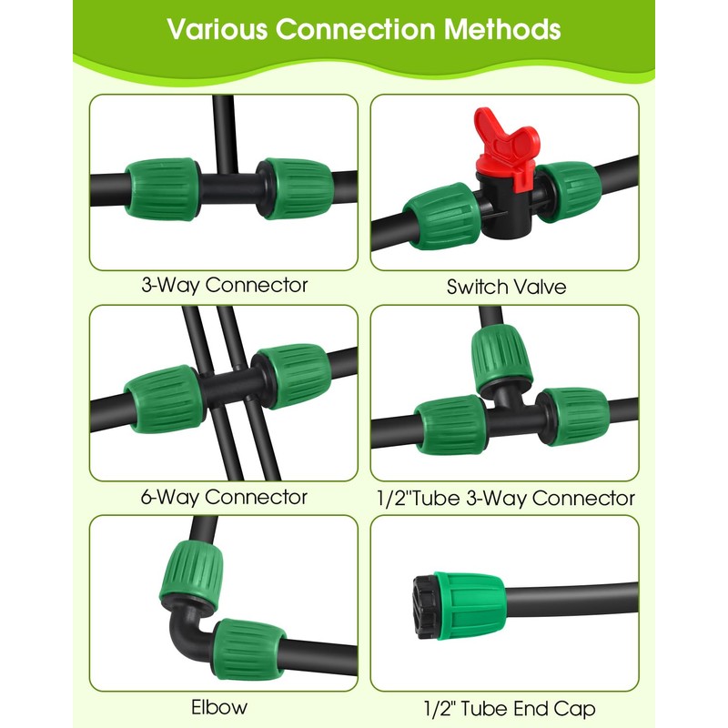 18 Pcs Drip Irrigation Fittings Kit, MSDADA Drip Irrigation System