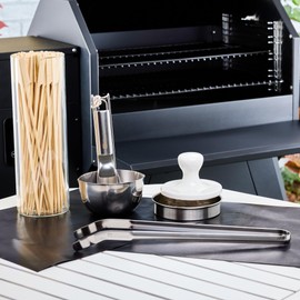 Fire Mountain Ultimate BBQ Starter Kit - BBQ Accessories, Teflon Grill Mats, Stainless Steel Tongs, Brush Set, Burger Press, Garden Barbecue Set, Outdoor Grilling Tools