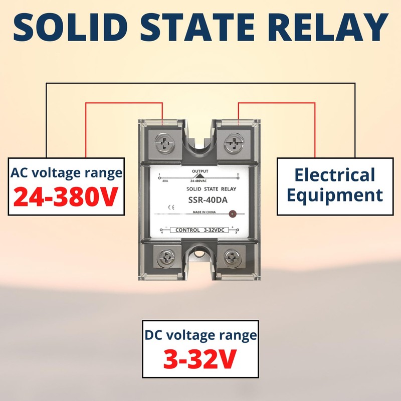 MAKERELE SSR-60DA 60A Solid State Relay Module Input 3-32VDC to
