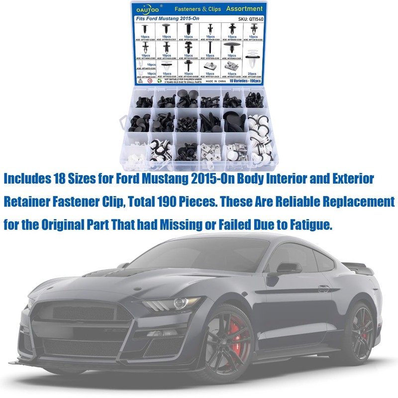 OAUTOO 190pcs fits Ford Mustang 2015-On Auto Body Interior and