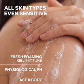 Uriage Derm-Phy Extra-Rich Dermatological Cleansing Gel 1L - Fresh Face, Body Foaming Cleanser - Sensitive, Dry Skin - Hydrates, Preserves the Hydrolipidic Film - Paraben, Soap-Free - Physiological pH