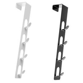 Over The Door Hooks, Vertical Over The Door Hanger Metal Door Towel Rack with 4 Hook for Bathroom Hanging Coat Robe Clothes, 11.4 (White)