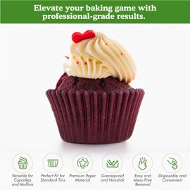 Regency Wraps Greaseproof Professional Grade Baking Cups, Pack of 40, Standard Liners, Burgundy Solid, for Cupcakes, Muffins, Candy, Non Stick