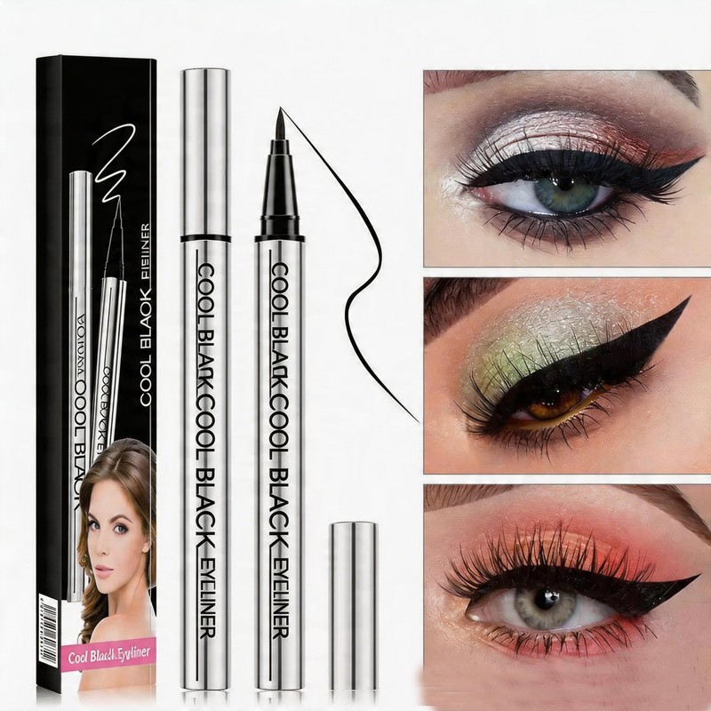 Long-Lasting Eyeliner, 24-Hour Waterproof Smudge-Proof Silky Eyeliner,Cool Black Quick Drying