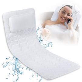 Full Body Bath Pillow (Neck, Back & Body Support), Full Body Bathtub Pillow, Women's Bathtub Pillow Woman Bathtub Accessory,White