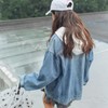 Ankecity Women's Boyfriend Denim Jackets Oversized Blue Jean Coats Long
