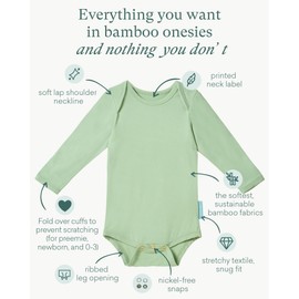 PurComfy Bamboo Rayon Long Sleeve Baby Bodysuits, Premium Soft Bodysuits Unisex Boy Girl White Bodysuit 0-3-6-9-18-24 months, 6-pack