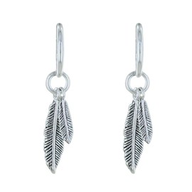 LES POULETTES JEWELS - Sterling Silver Earrings Mini Hoops and Two Feathers
