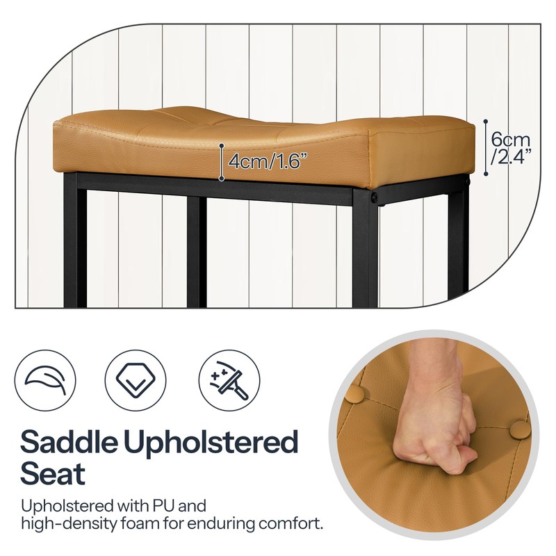 HOOBRO Bar Stools,25.4" Saddle Stools with PU Upholstery, Counter Height