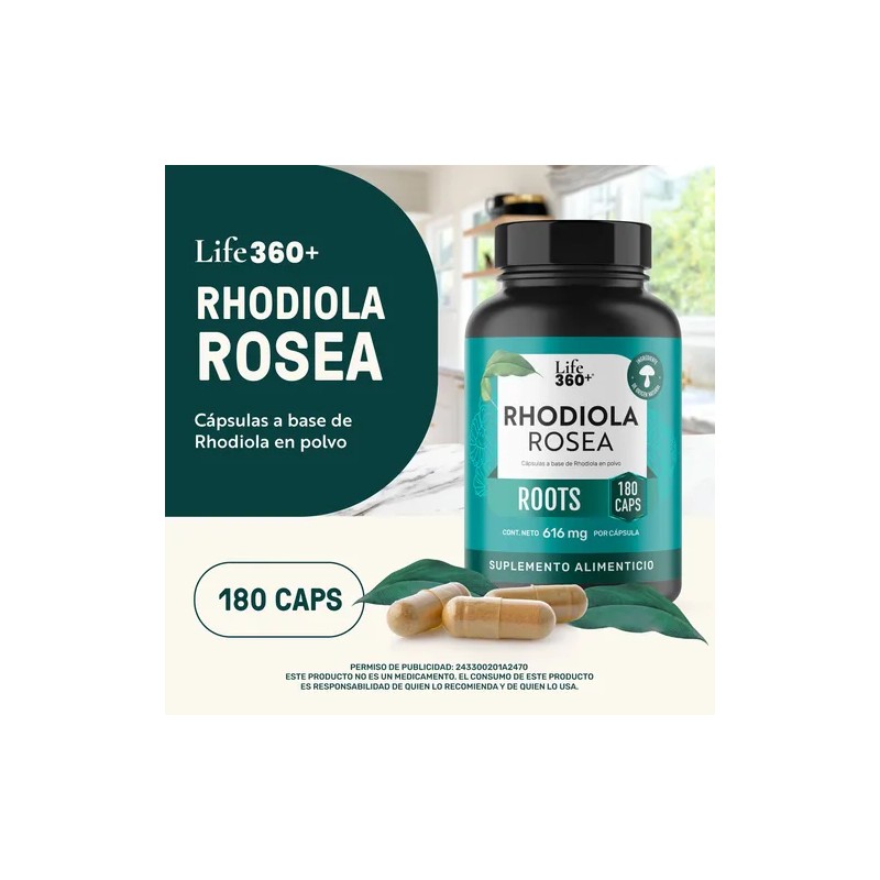 Rhodiola Rosea Life 360+ 180 Cápsulas Con Raiz Rhodiola