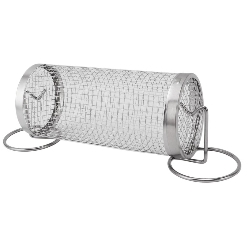 BBQ Net Tube Rolling Grilling Basket Stainless Steel Wire Mesh