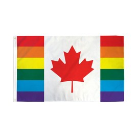 AZ FLAG Canada Gay Canada Flag 5ft x 3ft (150cm x 90cm) Canadian Flag Rainbow 3x5ft Polyester Lightweight