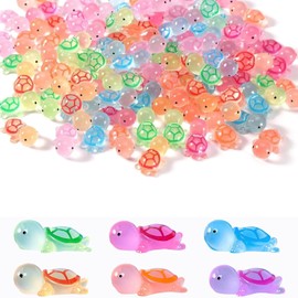 Aatpuss Miniature Tortoise Statues Luminous Mini Turtles Resin Glow in the Dark Ocean Maritime Pink Blue Orange Yellow Green Purple 60pcs