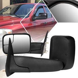 [Pair] Manual Telescopic Tow Towing Mirrors Side Mirrors Compatible with 02-09 Dodge Ram 1500-3500,Black