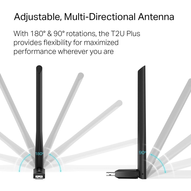 TP-Link Archer T2U Plus Adaptador Usb de Banda Dual, Inalámbrico,