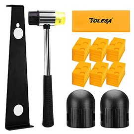 TOLESA Laminate Wood Flooring Installation Kit with 30 Spacers, Heavy Duty Pull Bar, Durable Rubber Tapping Block, Double-Faced Mallet, Foam Kneepads