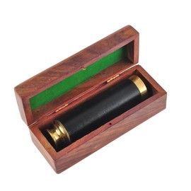 Nautical Replica Hub Antique marine brass pocket telescope 12" with wooden box