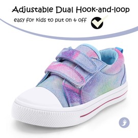 K KomForme - Tenis de lona para niños y niñas, con doble gancho y bucles, para bebés, Azul oscuro, 14 MX Niñito