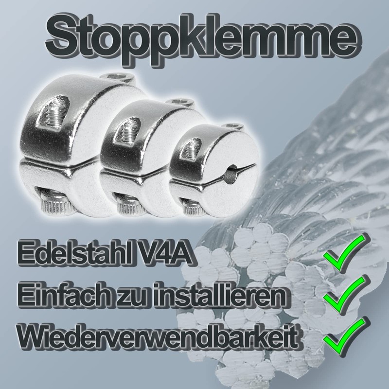 Stop Clamp (Separable) Made of Stainless Steel V4A - Rope