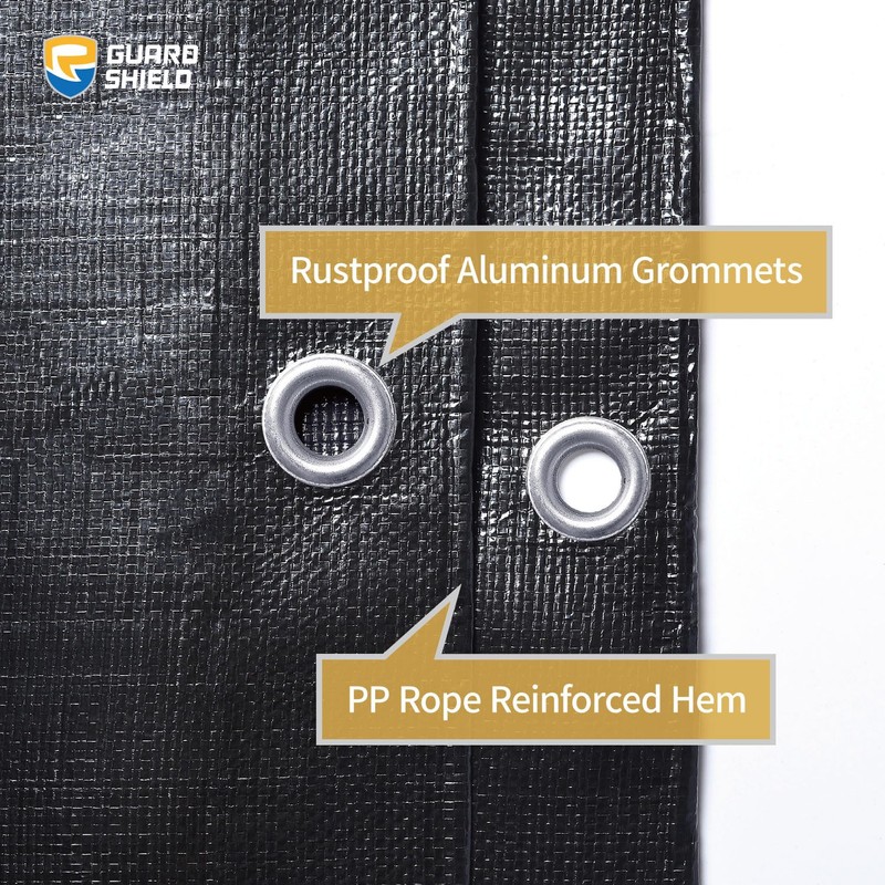 GUARD SHIELD Black Tarps Heavy Duty Plus+ Waterproof 10x10 Feet,