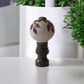 Blessing Light Set of 2 Gorgeous Floral Porcelain Lamp shade finials. Harp Toppers - Brass