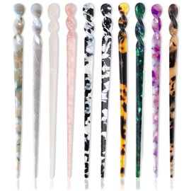 Elegant Hair Pin Set with French Twist - Versatile Hair Stick - Pack of 10 Hair Pins in Various Colours - Lightweight and Durable Hair Pin - Perfect for Bun Hairstyles